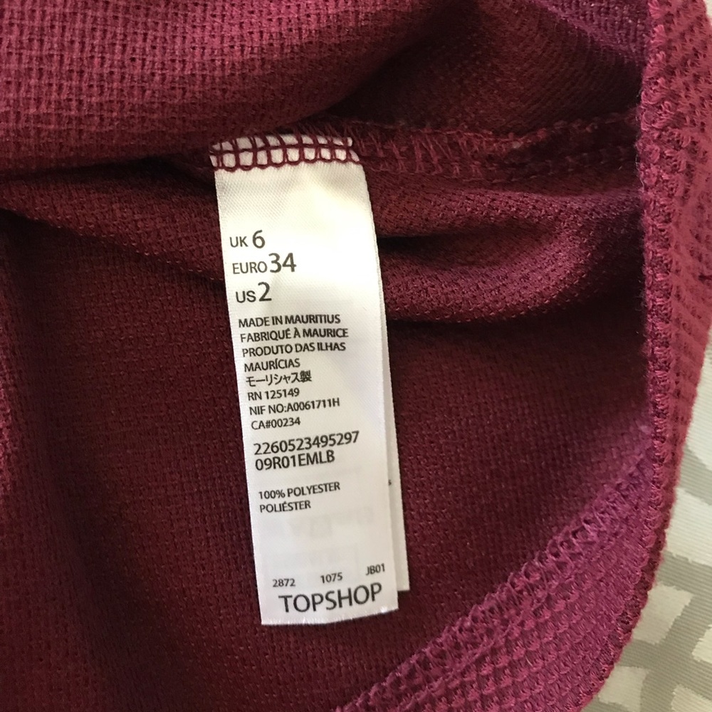 TopShop maroon/burgundy skater dress - Picture 5 of 6